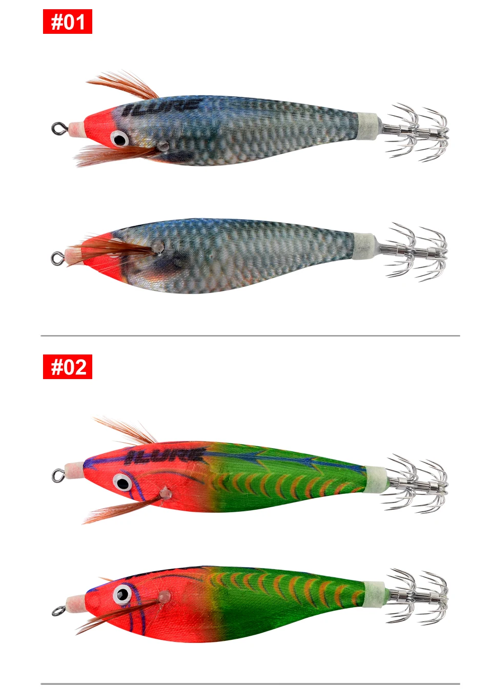 ¡Descubre el mundo vibrante de la pesca con estos coloridos señuelos de calamar!