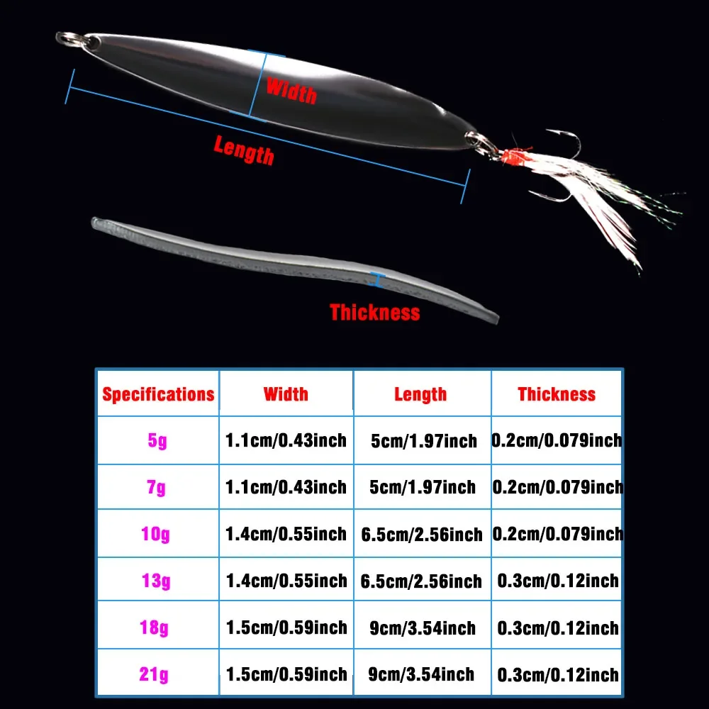 5g ~ 21g Silver Metal Sequins Spoon Lures Fishing Lure Hard Bait&Feather Hook 16 Pcs /1 Box - imagen 5
