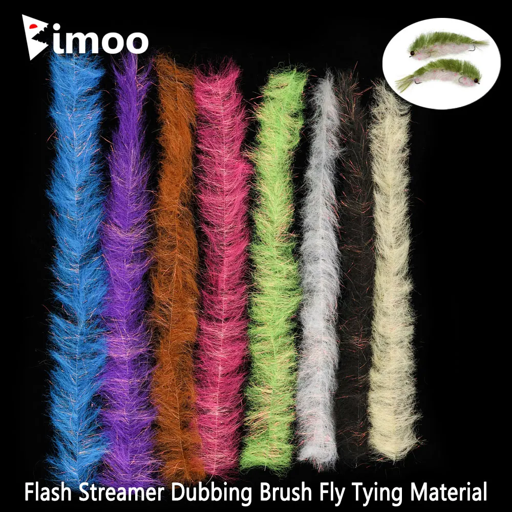 Bimoo, 2 uds., Streamer Flash, cepillo para doblar, Material de atado de moscas para Minnow Baitfish Streamer Pike Steelhead, Señuelos de pesca de agua salada - imagen 2
