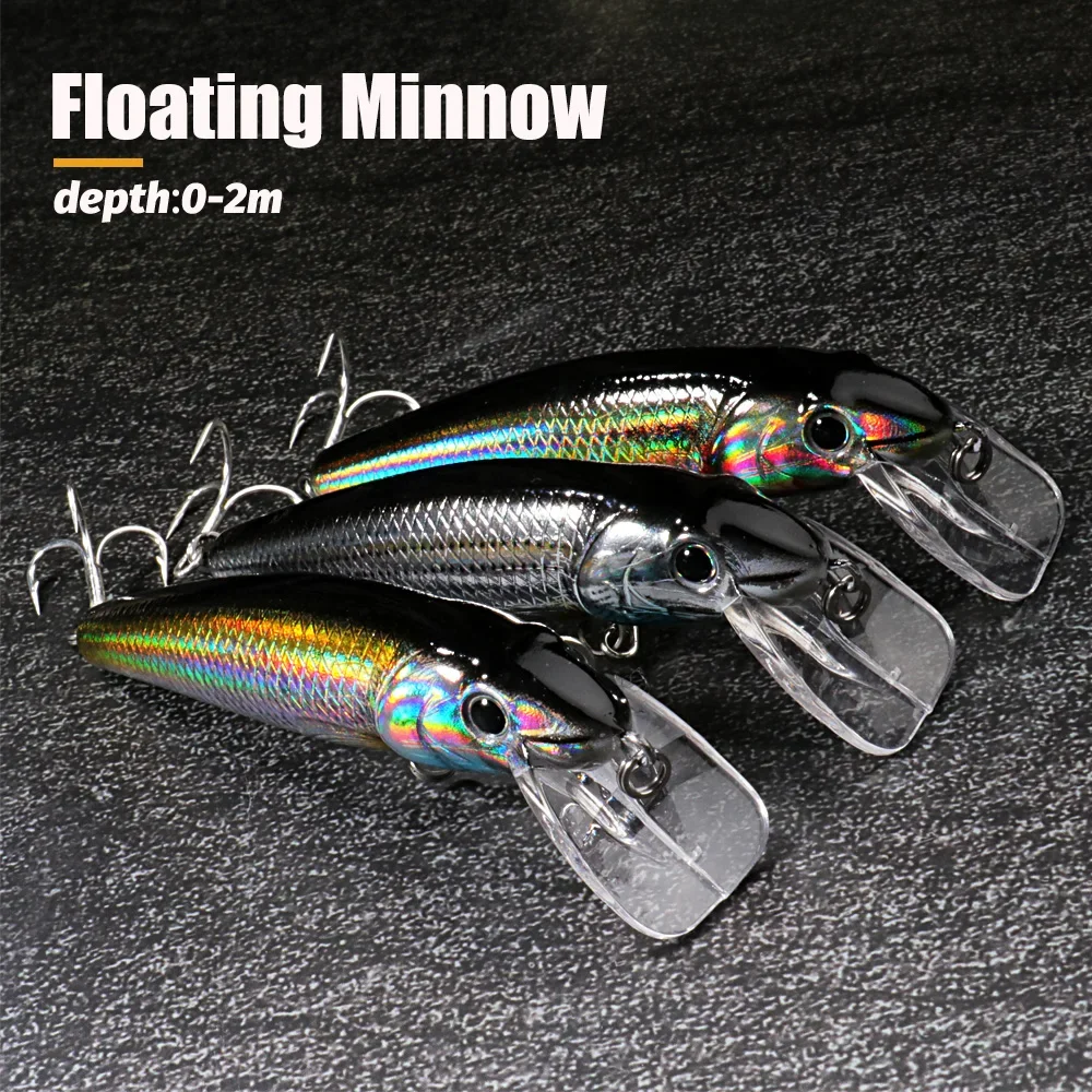 Minnow flotante 12,1g 9cm señuelo de Pesca bola de acero balastro de cobre equilibrio Swimbait Pesca Popper gancho Wobbler manivela cebo de silicona - imagen 5