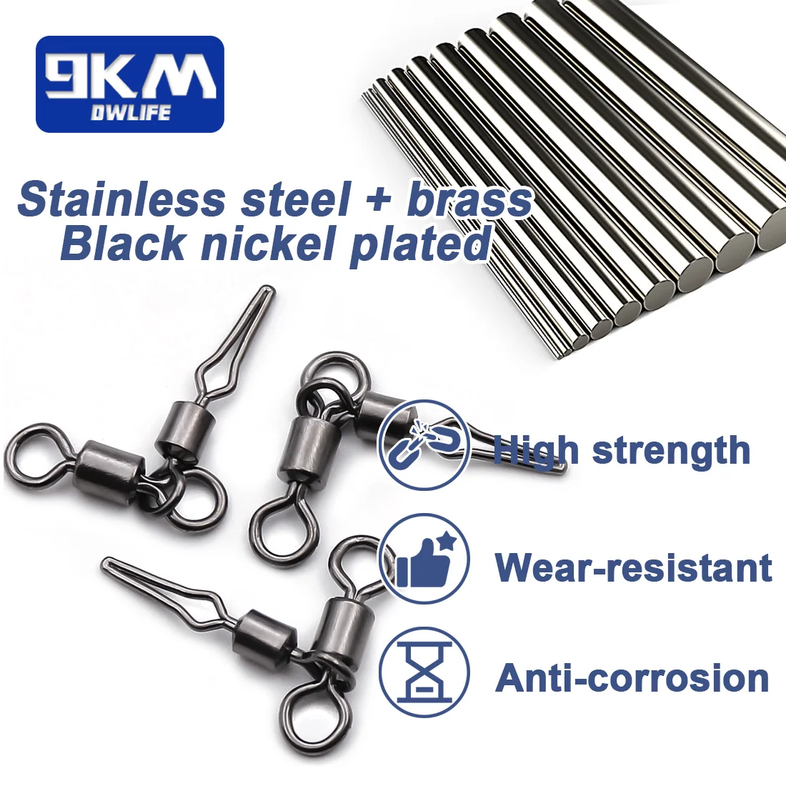 Mosquetones giratorios de pesca de 25 ~ 100 piezas, aparejo de pesca para curricán, conector rápido, Clip giratorio para pesca en agua salada - imagen 3