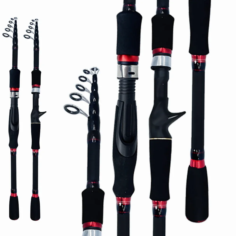 Cañas de pescar con señuelo telescópico, caña de carbono ultraligera, corta y potente, aparejos de Pesca Jigging, 1,8 M-2,7 M - imagen 5