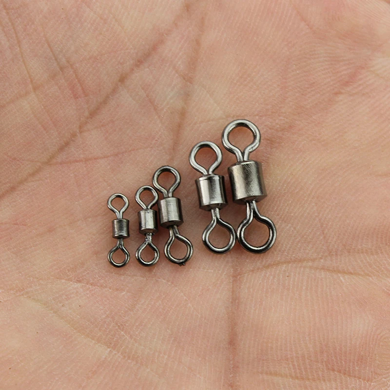 Microeslabones giratorios de pesca, 250 unids/caja, giratorios de pesca con mosca, barril rodante, anillos sólidos de alta resistencia, conector de línea de gancho - imagen 5