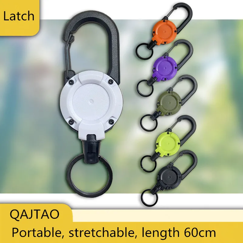 Llavero retráctil en forma de U para exteriores, hebilla de escalada resistente, clip de insignia de identificación retráctil, llavero, hebilla de pesca, 6 uds./1 ud. - imagen 3