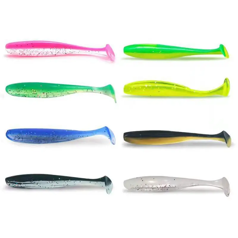 Leurre en silicone souple avec queue en T, appât Élde type poisson nageur idéal pour la pêche à l'alose ou au ver, 55/65/75mm, 100 unités - imagen 5