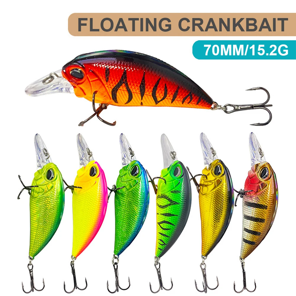 Señuelos de pesca flotantes de 7cm y 15,2g, Crankbait Wobbler, columpio de buceo profundo, cebo duro Artificial, pesca en agua de mar, corán y lubina YG145 - imagen 3