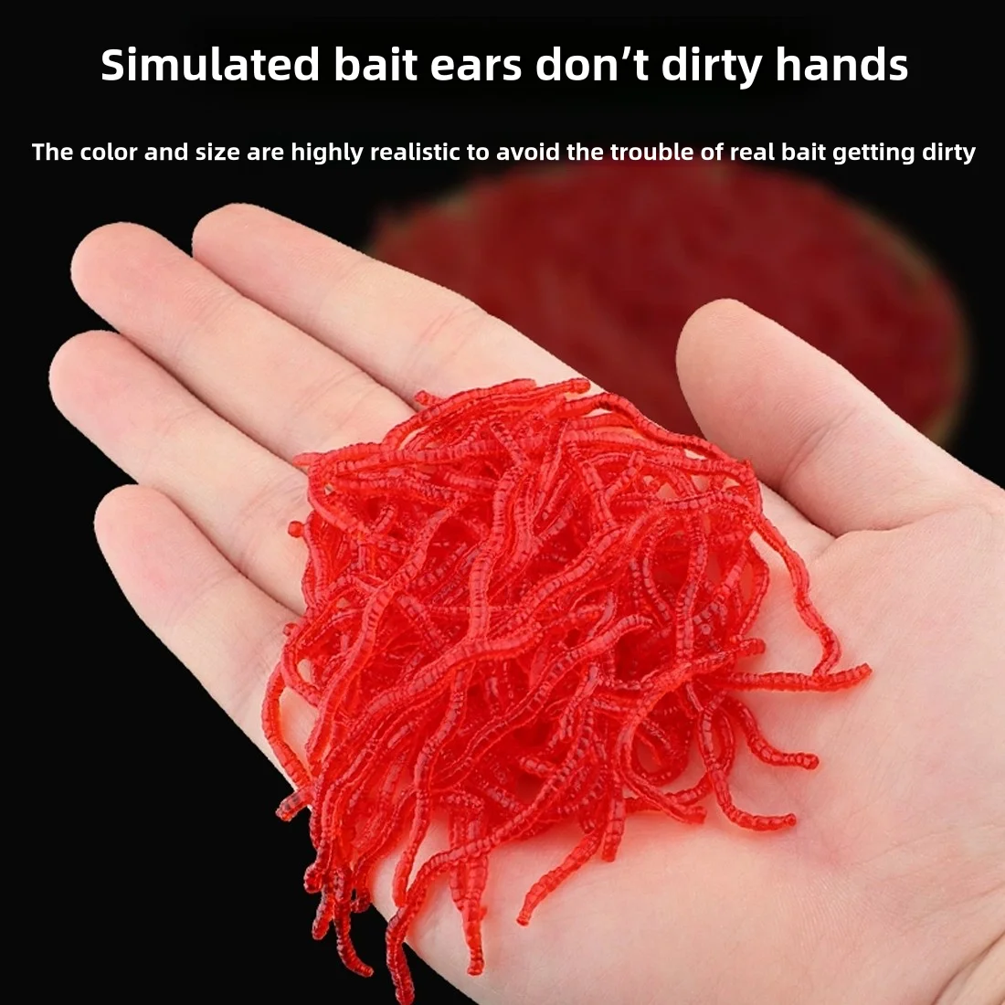 3,5 cm 50 Uds gusanos de pesca señuelo de silicona de plástico suave larva cebo de gusano realista gusano de tierra falso gusano de sangre cebo Artificial lubina