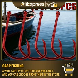 Anzuelos de pesca, juego de anzuelos de acero rico en carbono de 100/50 piezas con revestimiento antioxidante para pesca en agua dulce y salada