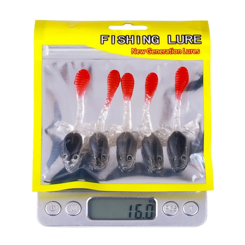 Cebo flotante de gusano negro, anzuelo de manivela fuerte, trueno asesino especial, Rana, suministros de pesca, 5 piezas - imagen 4