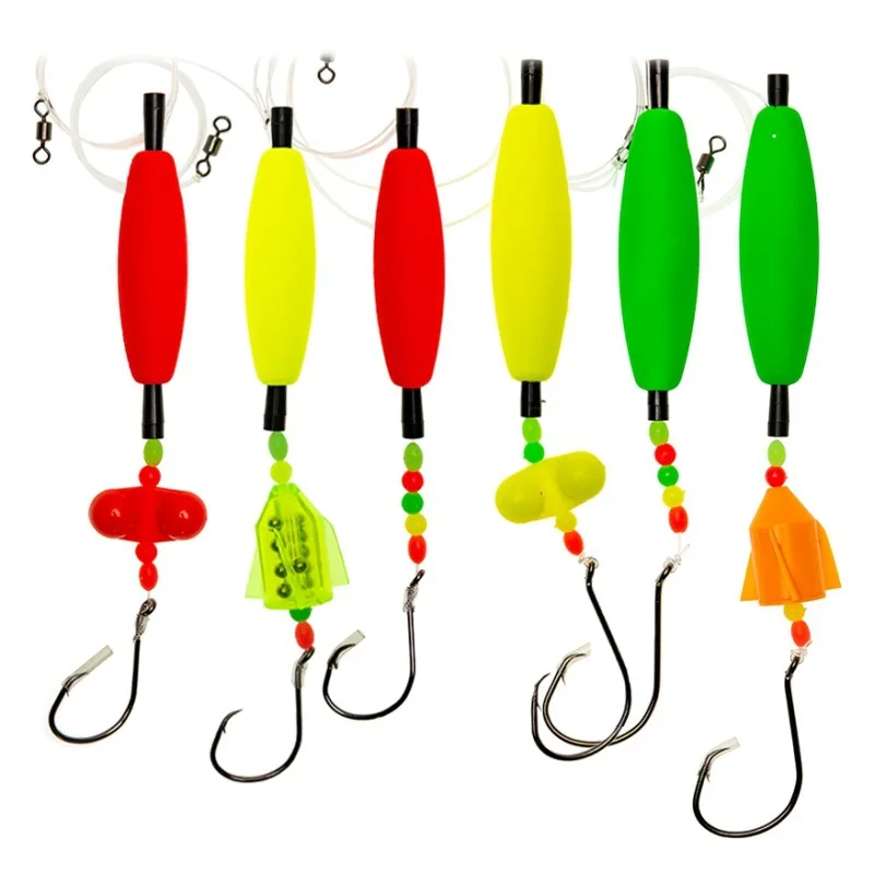 Aparejo de pesca con sonajeros, aparejo para bagre, aparejo de doble gancho, flotador para bagre, profundidad de flotador ajustable, flotador de alta flotabilidad para exteriores