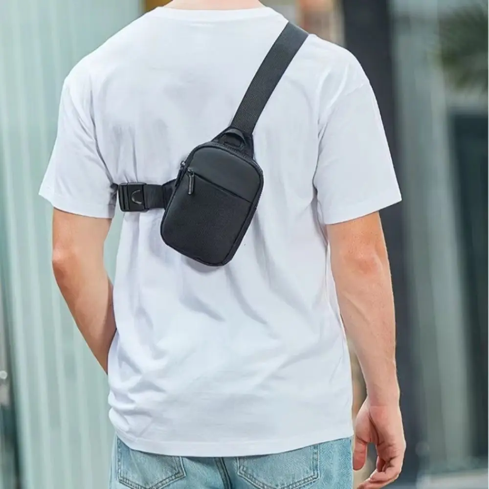 Bolso individual Simple con cremallera para hombre, bolso de pecho de nailon impermeable para teléfono móvil, bolso de hombro pequeño multibolsillo para entrenamiento - imagen 4