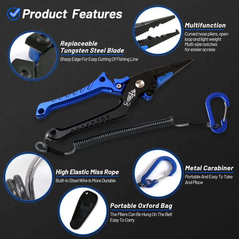 TEASER WFG-1840 Fishing Pliers Multifunctional Fishing Tool Accessories 19cm 130g Line Cutter Scissors Fish Tongs Match Rope - imagen 5