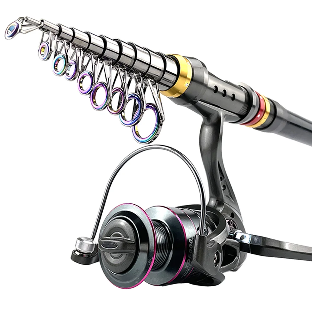 Juego de caña de pescar telescópica de viaje, carrete giratorio combinado, kit completo de carpa, poste de barco de mar, lanzamiento lejano superduro, 1,8 m-3,6 m - imagen 4