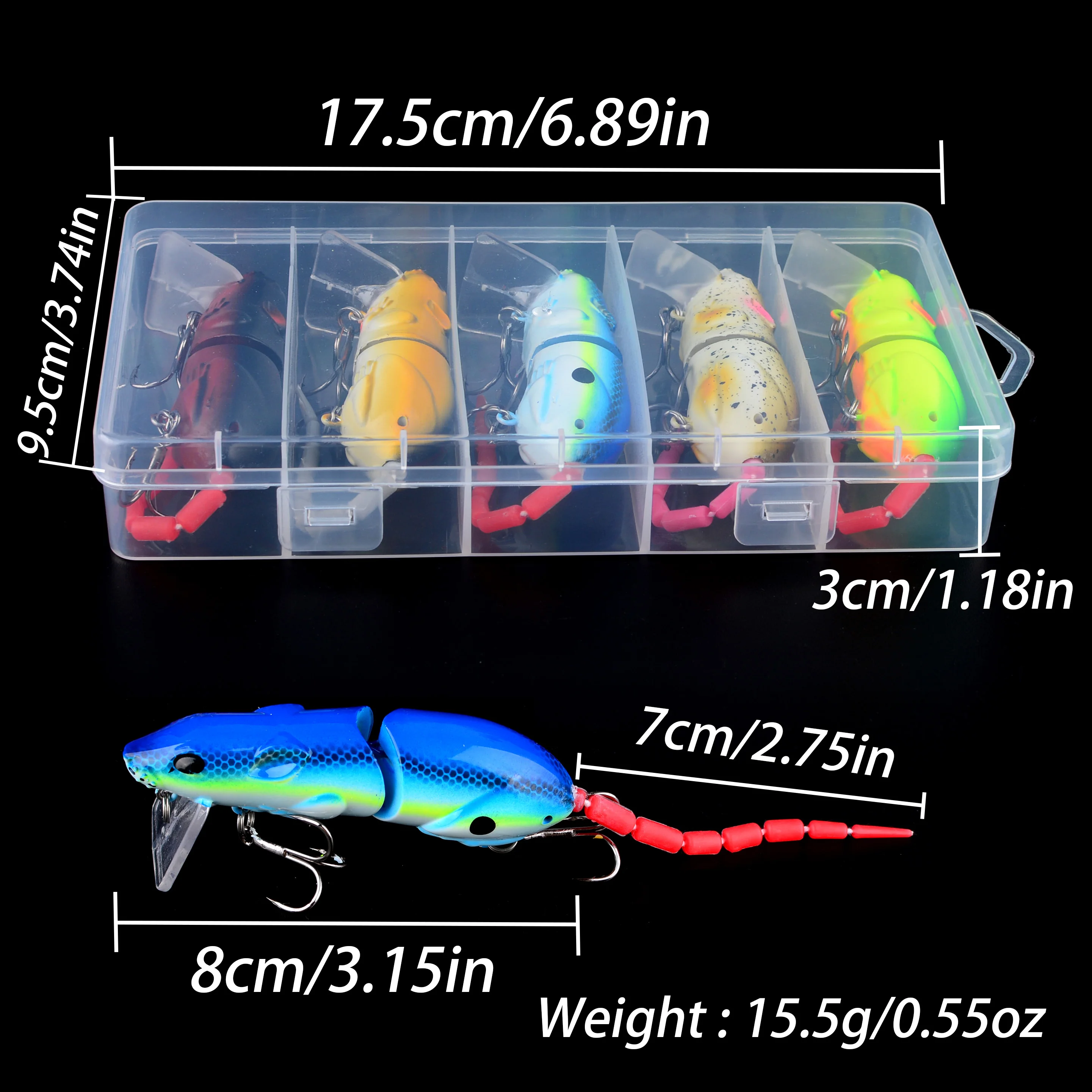 5 unids/caja cebo biónico ratón Mino dos secciones lápiz de tiro largo Mino lubina saltando peces cebo simulado - imagen 2