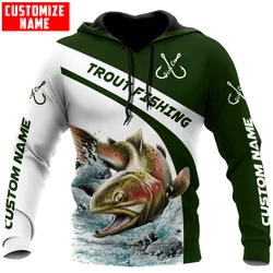 Sudadera pesca trucha 3D KJ881 – Personalizada capucha cremallera