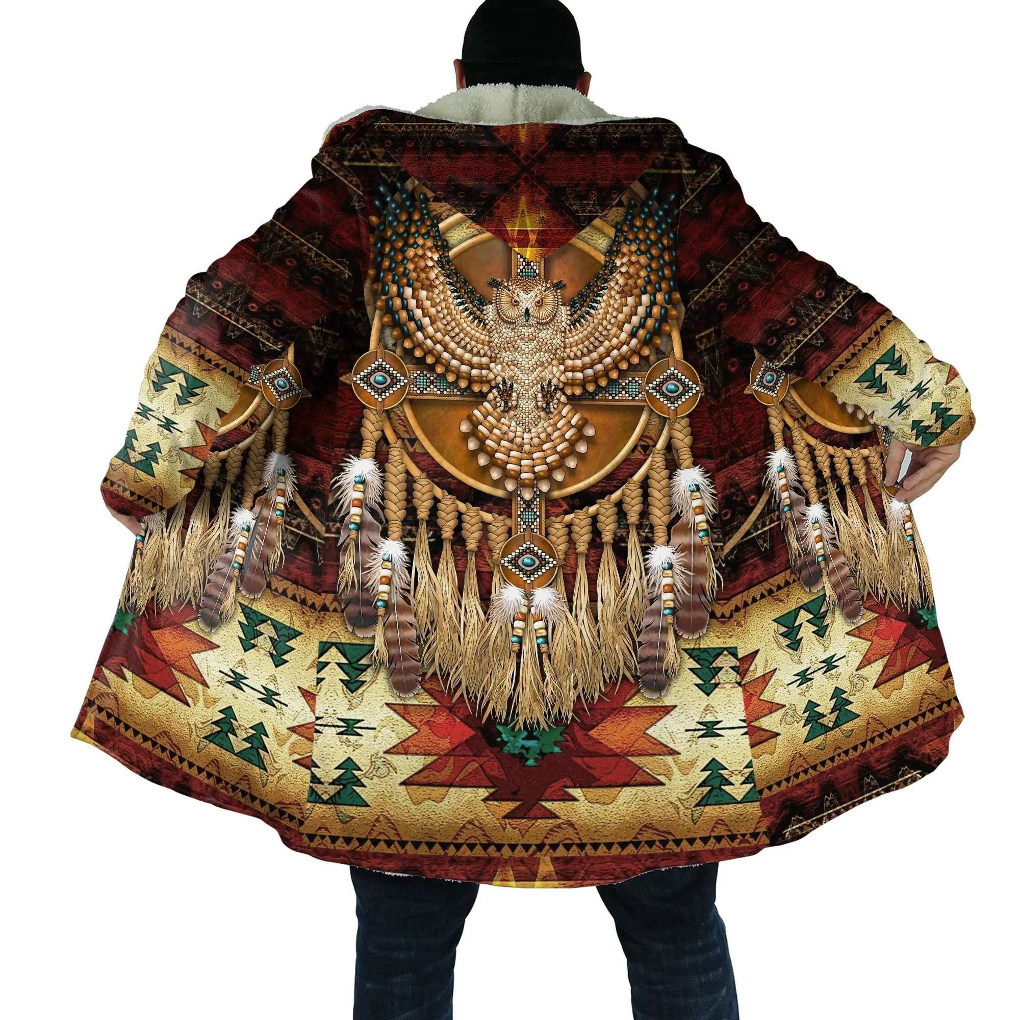 Sudadera con capucha estampado 3D lobo-águila unisex invernal