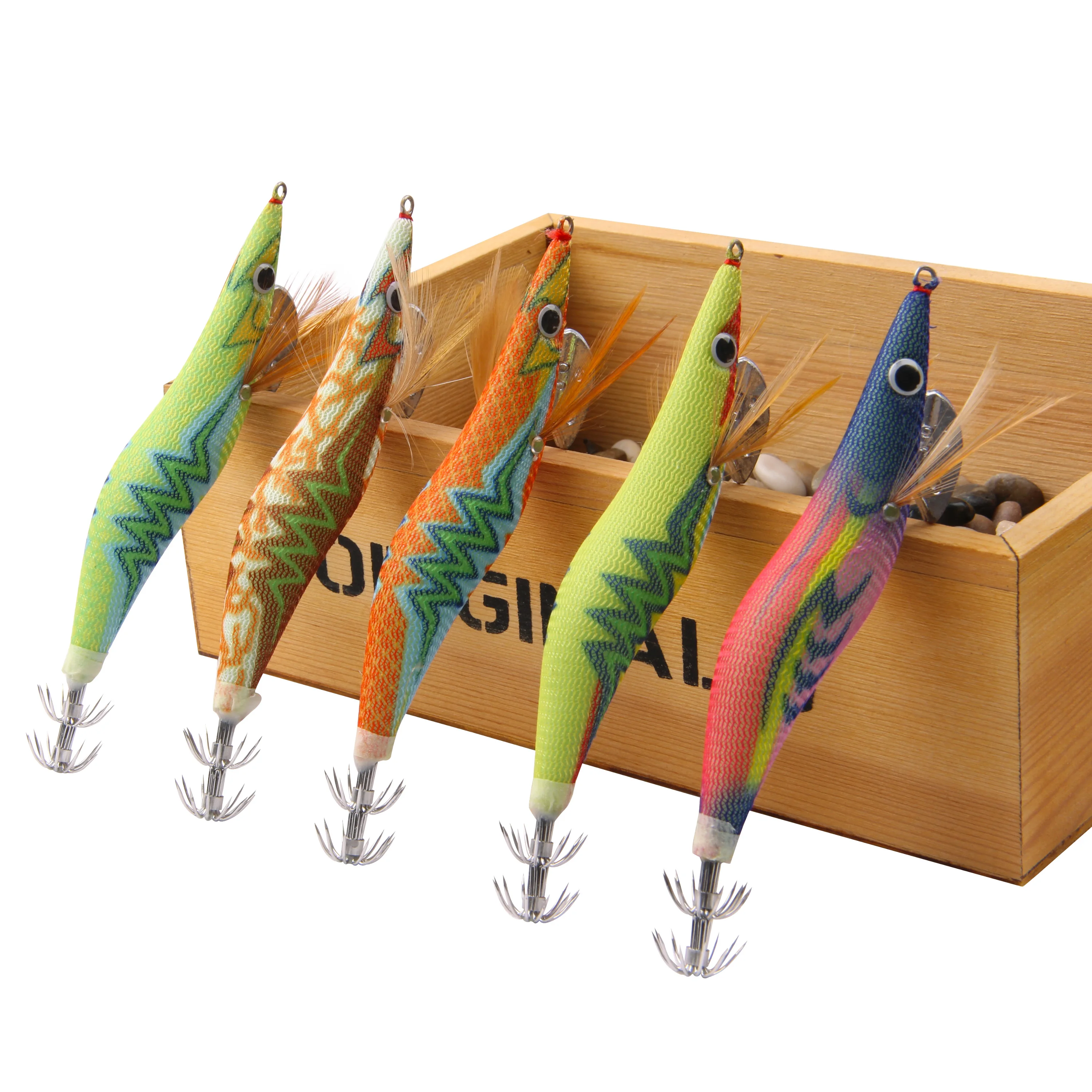 10 Uds. Plantilla luminosa de calamar UV de agua salada, cebo para camarones, pulpo, sepia, señuelo de calamar que brilla en la oscuridad, 2 tipos de tamaño 2,5 #   3.5 # - imagen 4