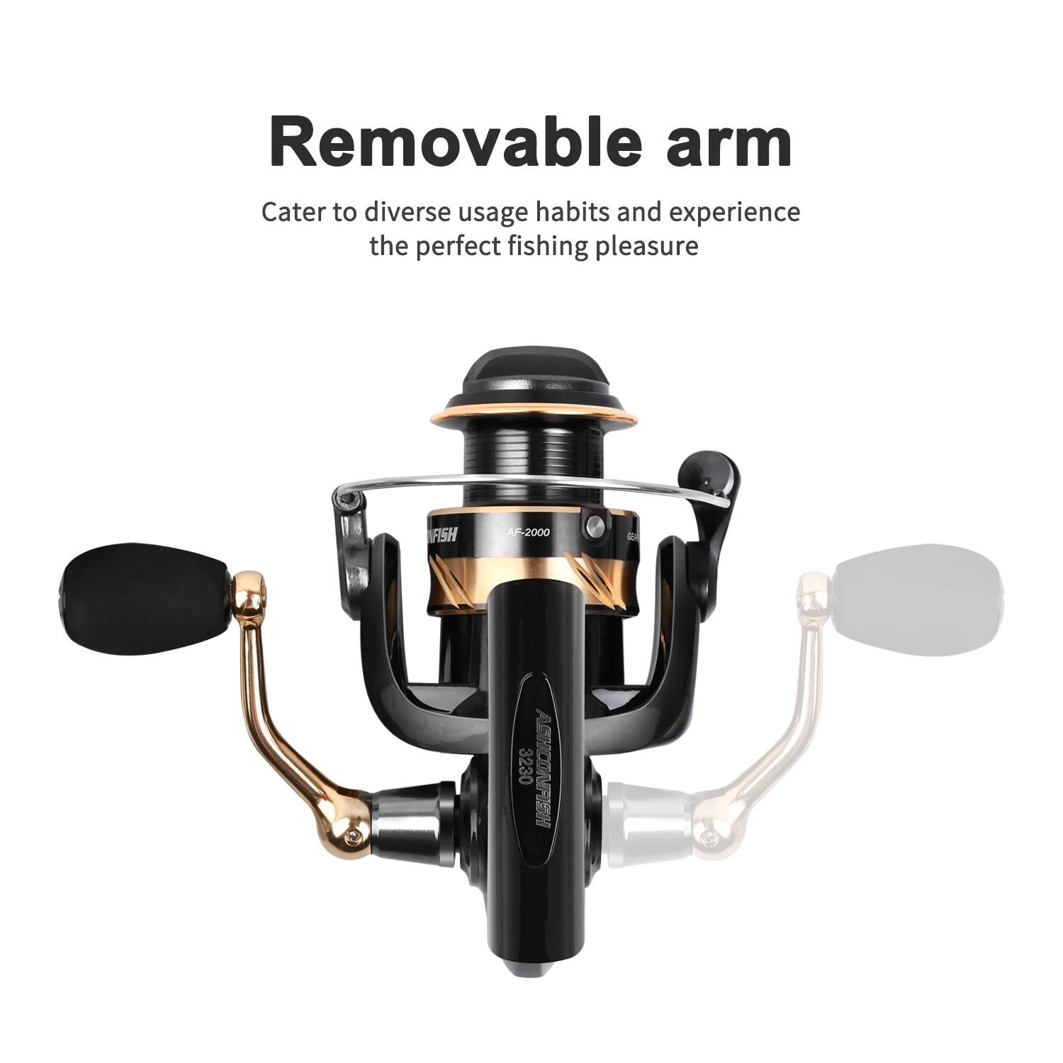 Ashconfish-carrete de pesca giratorio para agua dulce y salada, 8 rodamientos de bolas, mango Reversible para recuperación izquierda y derecha - imagen 5
