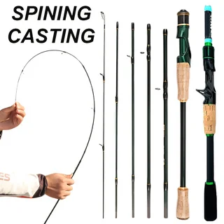 Caña de pescar giratoria de carbono, 4/5/6 secciones, peso de línea de 4-10lb, señuelo ultraligero para trucha, Mini poste de 1,8/2,1/2,4 m para toda el agua