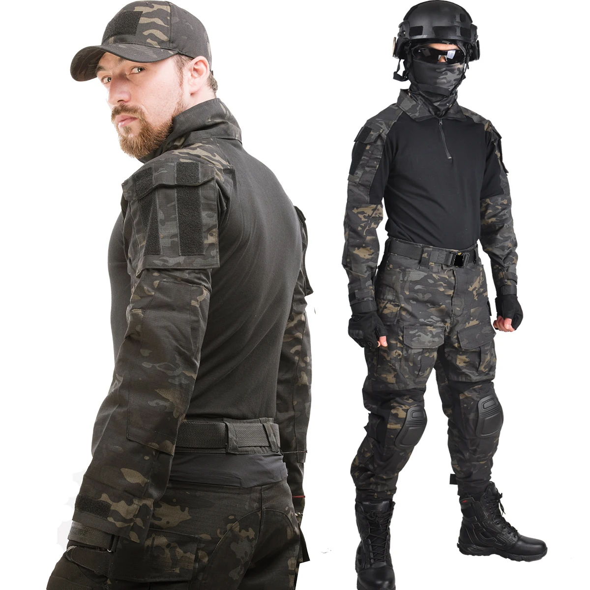 Uniforme táctico, trajes de acampada, traje de camuflaje, camisas para correr, pantalones deportivos Cargo, conjuntos de ropa de Paintball Airsoft, ropa para hombre al aire libre - imagen 3