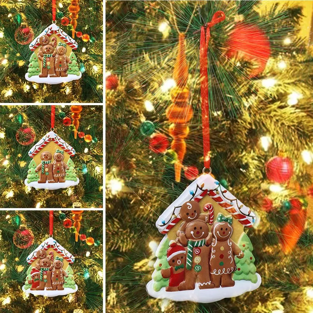 Adornos navideños para árbol de Navidad, colgante de resina de hombre de jengibre, regalos de Año Nuevo para niños, recuerdos de fiesta, decoración del hogar, 1 unidad - imagen 2