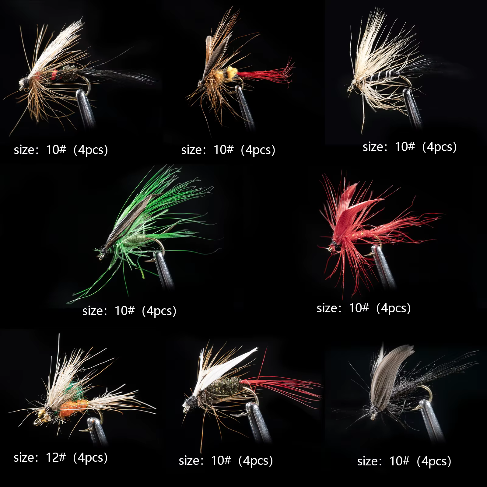 Goture 64/80 Uds insectos moscas Señuelos de Pesca con mosca libélula cebo Topwater moscas secas trucha manivela Artificial gancho insectos señuelo kit - imagen 3