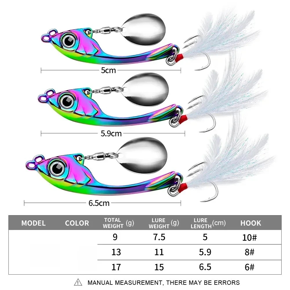 5 uds cebo giratorio 7g 10g 15g Metal Vib señuelo de pesca Trolling cuchara giratoria Wobbler hundimiento cebo duro con lentejuelas para Lucio - imagen 3