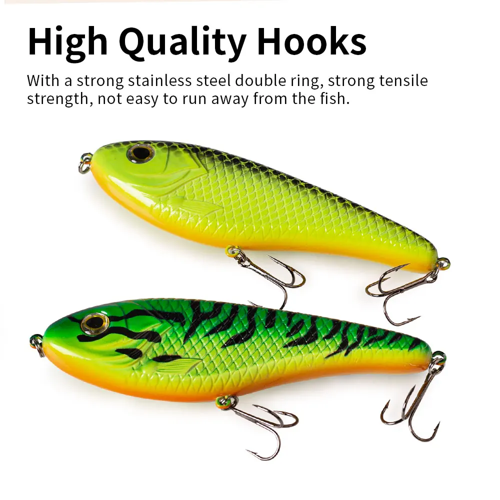Hanlin hundimiento Glide Jerkbait 75/90/120/150/mm Muskie señuelo de pesca Swimbait Popular Lucio duro Jerk cebo Crankbait Wobbler aparejos - imagen 5