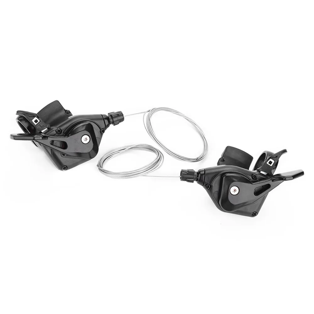1 par de desviador de cambio de marchas de bicicleta de 3x7/8/9 velocidades negro con Cables interiores palancas de cambio de bicicleta aleación de aluminio - imagen 2