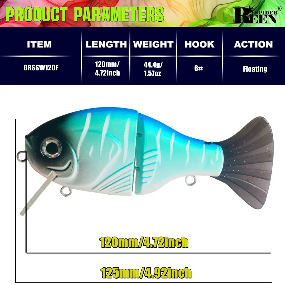 GREENSPIDER Glidebait 120 mm – Señuelo duro flotante para bass y bagre - imagen 3