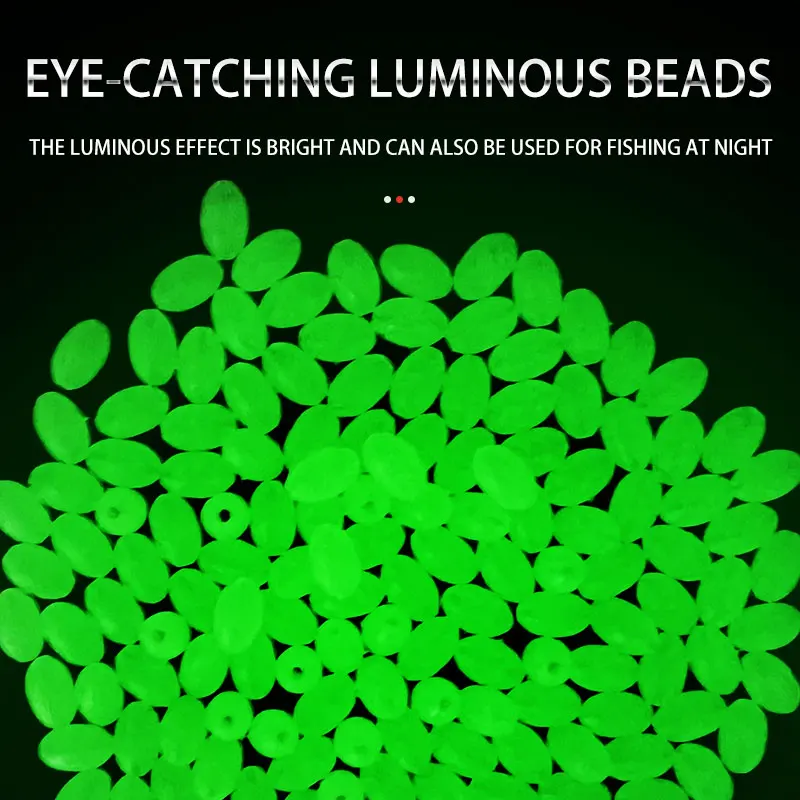 1000 Uds. Accesorios de pesca que brillan en la oscuridad cuentas de pesca de plástico duro/suave cuentas luminosas ovaladas tapón aparejos de cebo de pesca - imagen 5