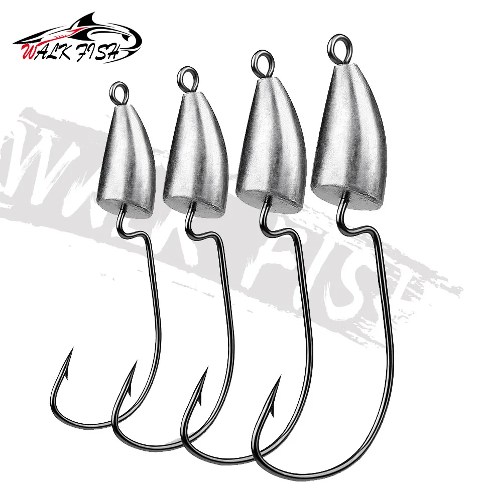 WALK FISH-anzuelo de acero al carbono con cabeza plomada, 5g, 7g, 10g, 14g, gusano Offset, señuelo de pesca, accesorios para aparejos de Texas, 5 uds. - imagen 5