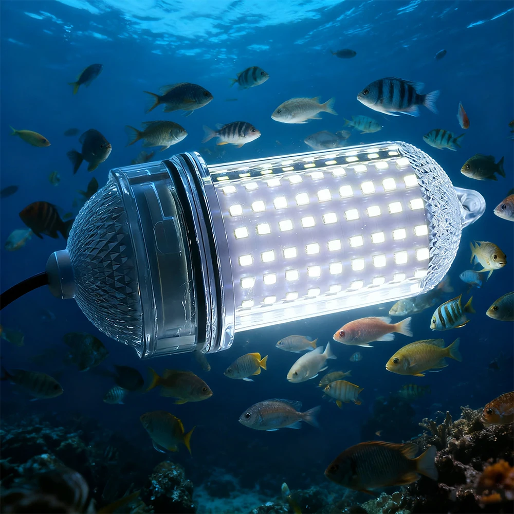 1 luz de pesca submarina de amplio alcance de 16W, luz LED fuerte para señuelos de aguas profundas, cable de conexión de 5 metros, 162 cuentas de luz - imagen 5