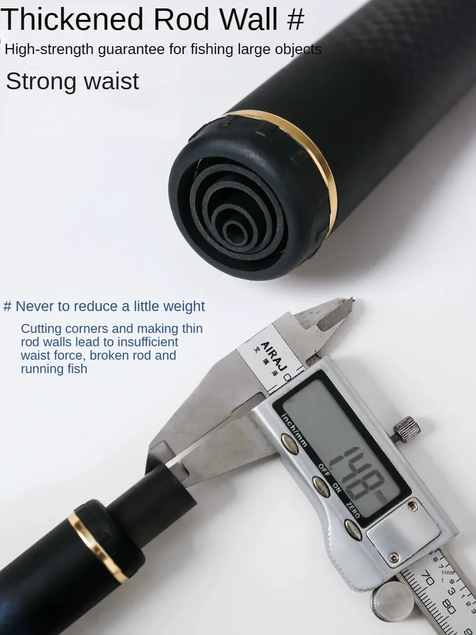 Caña de pescar en roca WLGZ ISO, 5m, 5 secciones, caña de pescar telescópica de alto carbono 0,6 # 1 # 1.5 # 2 # Cañas de pescar giratorias Surfcasting 500 - imagen 3