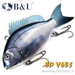 B & U 65mm 23g alto paso VIB hundimiento lápiz señuelo de fundición larga Pesca lubina Swimbait gancho plantilla de Metal cebo de silicona