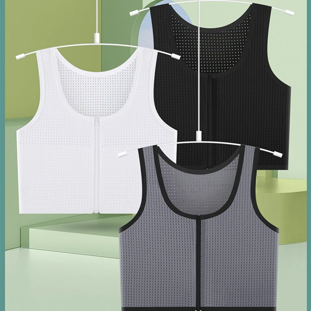 Moda transpirable cremallera pecho Clip malla elástica mujeres Shapewear pecho plano ajustado corsé chaleco mujeres - imagen 5