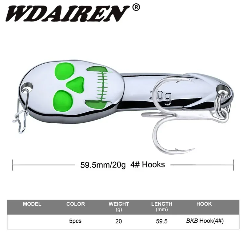 1 unidad de 6cm 20g Spinner de Metal Bass Pike Devil cuchara cebo señuelo de pesca Iscas cebos duros artificiales basura accesorios de Señuelos de Pesca - imagen 2