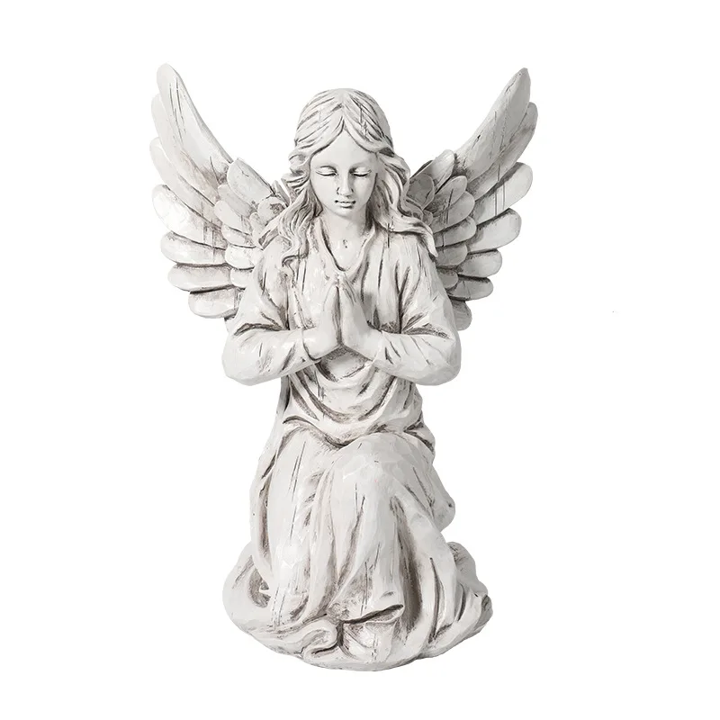 Nuevas estatuas creativas de ángeles, estatuilla religiosa de resina de Ángel arrodillado, manualidades, regalo, adornos de decoración de jardín - imagen 3