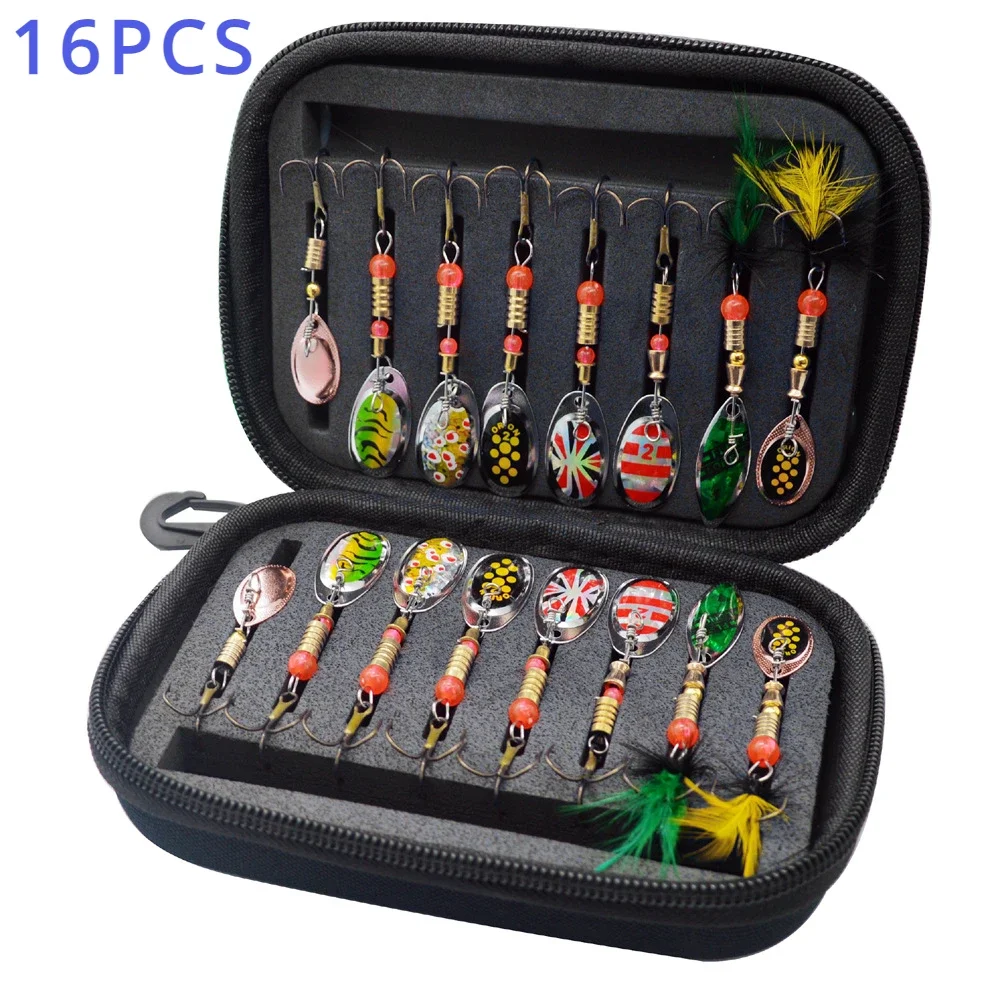 Spinner giratorio de 3g para Lucio, salmón, pesca en el mar, Wobbler, Trolling, superficie dura, señuelo Topwater, Jig Spinner, Kit de cebo con caja de aparejos - imagen 3