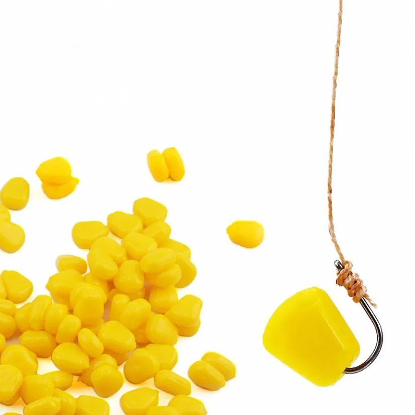 50 uds/100 unidades de cebo suave de silicona con olor a maíz, agua flotante, Señuelos de pesca de carpa de maíz, cebos de goma Artificial - imagen 3
