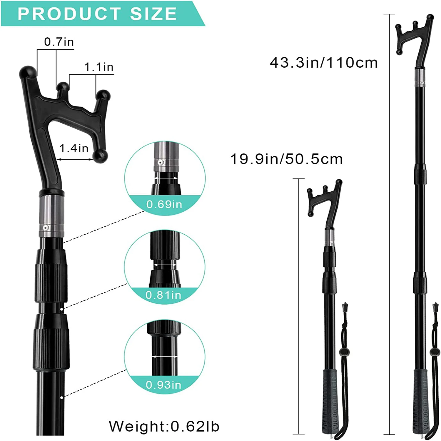 SANLIKE-ganchos de barco para acoplamiento, herramienta de pesca flotante, telescópica, ligera, con cuenta luminosa - imagen 5