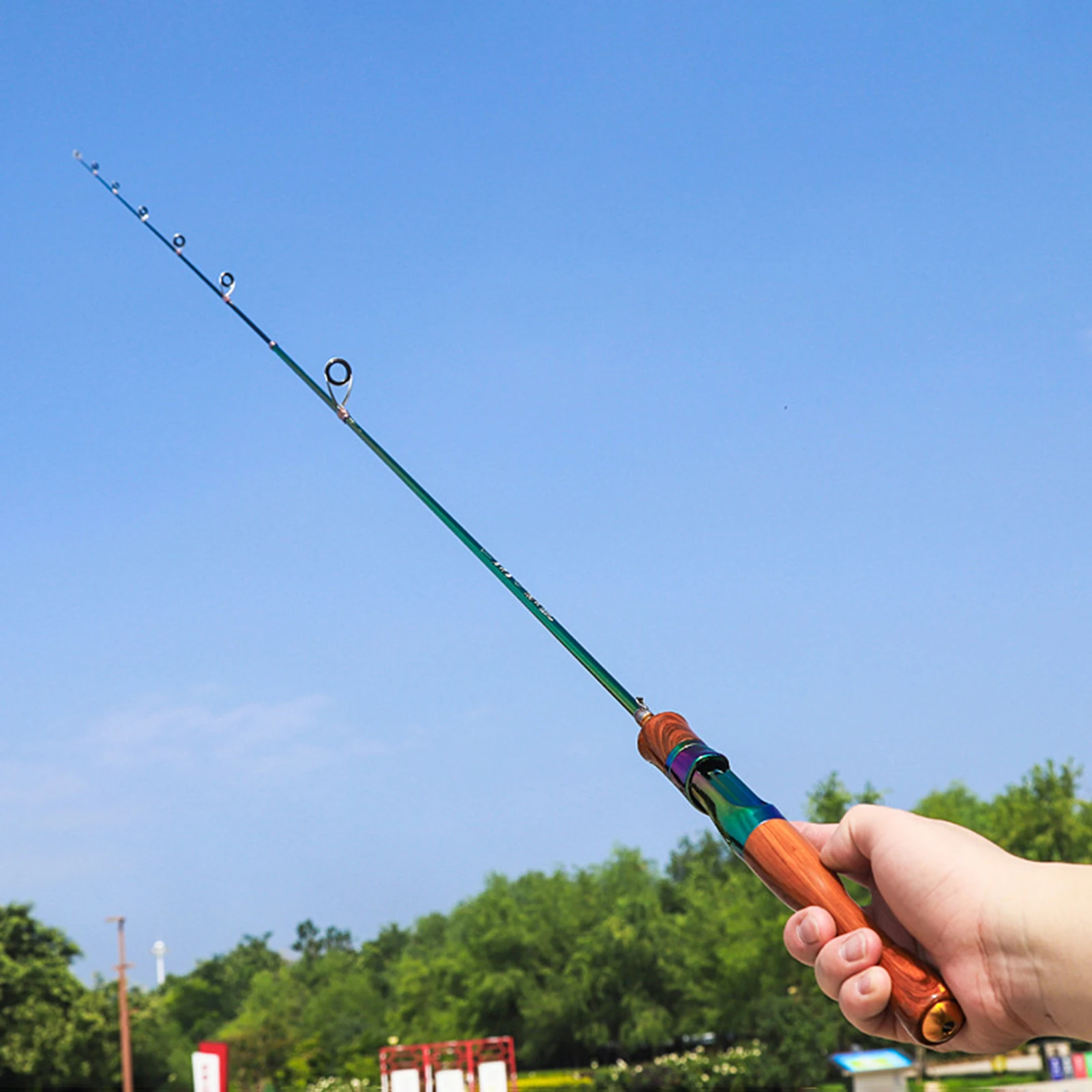 Caña de pescar portátil telescópica de 1,6 m, caña de pescar ultracorta de fibra de carbono para agua dulce, agua salada, accesorios de pesca al aire libre