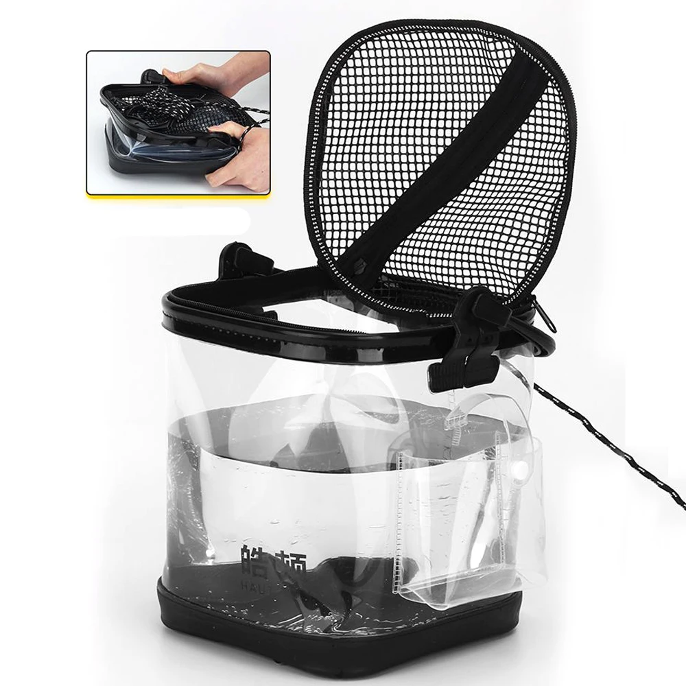 Bolsa de pesca EVA portátil, cubo plegable para caja de peces vivos, bomba de oxígeno, contenedor de agua para coche y Camping, estuche de almacenamiento de aparejos de lavabo - imagen 5