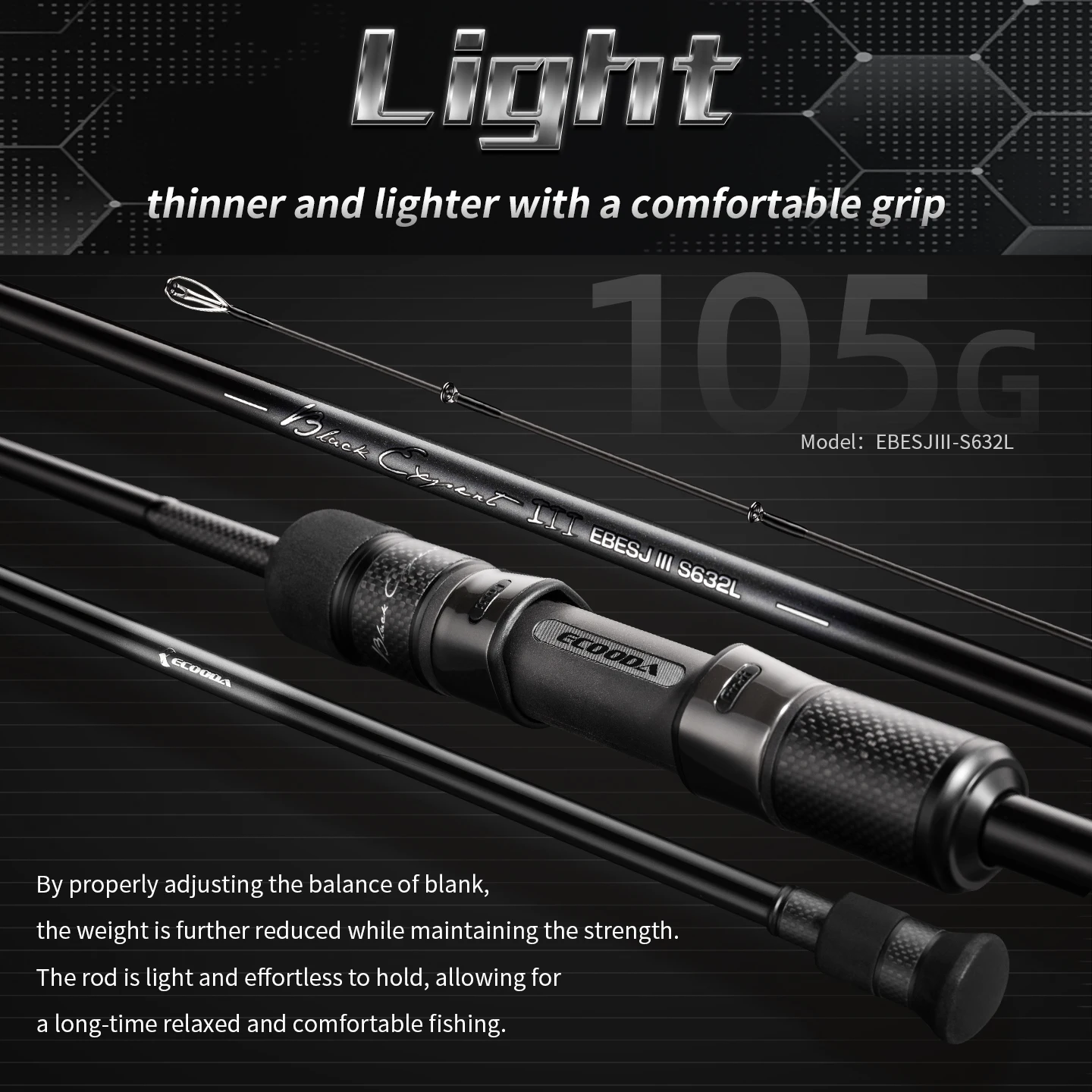 Ecooda EBESJ III Black Expert Caña Slow Jigging Carbono 40T - imagen 2