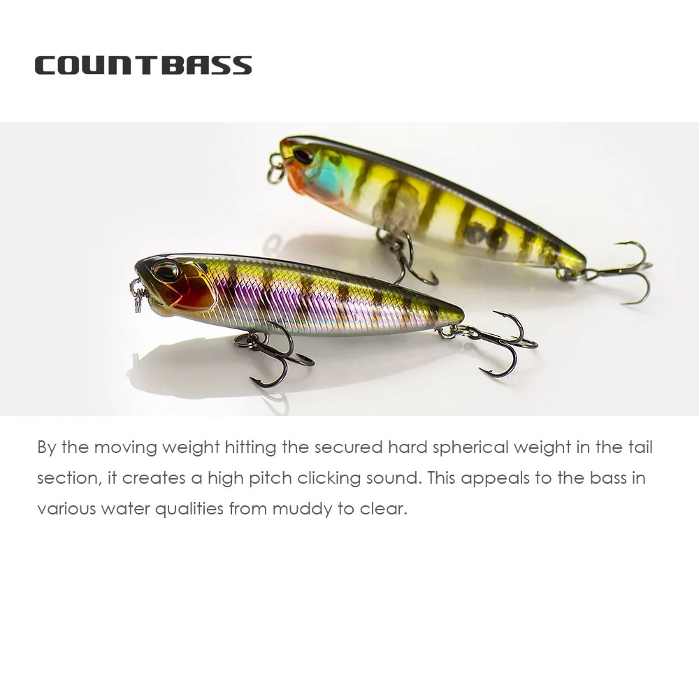 Countbass Pencil 65mm 2-1/2 "85mm 3-3/8" 100mm 4 "Señuelos De pesca Topwater cebos duros para caminar Leurre De superficie Stick - imagen 4