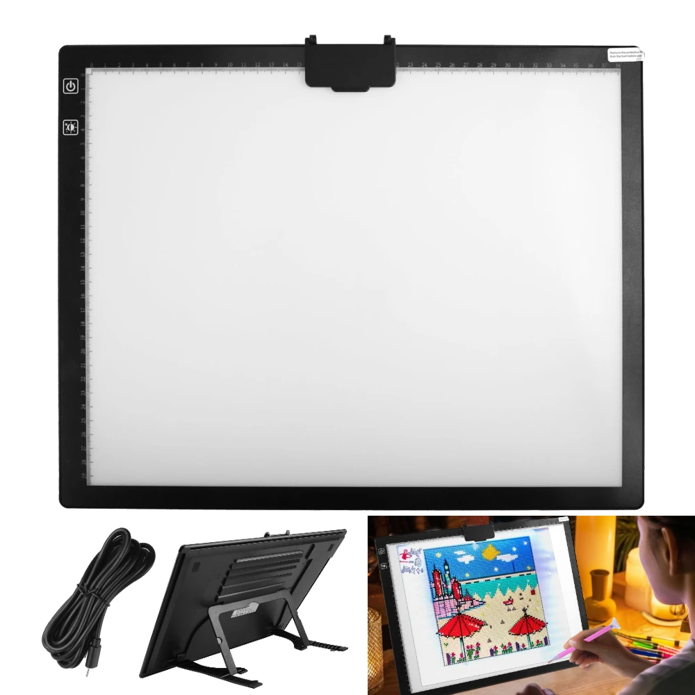 Almohadilla de luz Led regulable de 3 niveles A3/A4, tablero de dibujo, caja de luz de rastreo, protección ocular más fácil para pintura de diamantes, punto de cruz