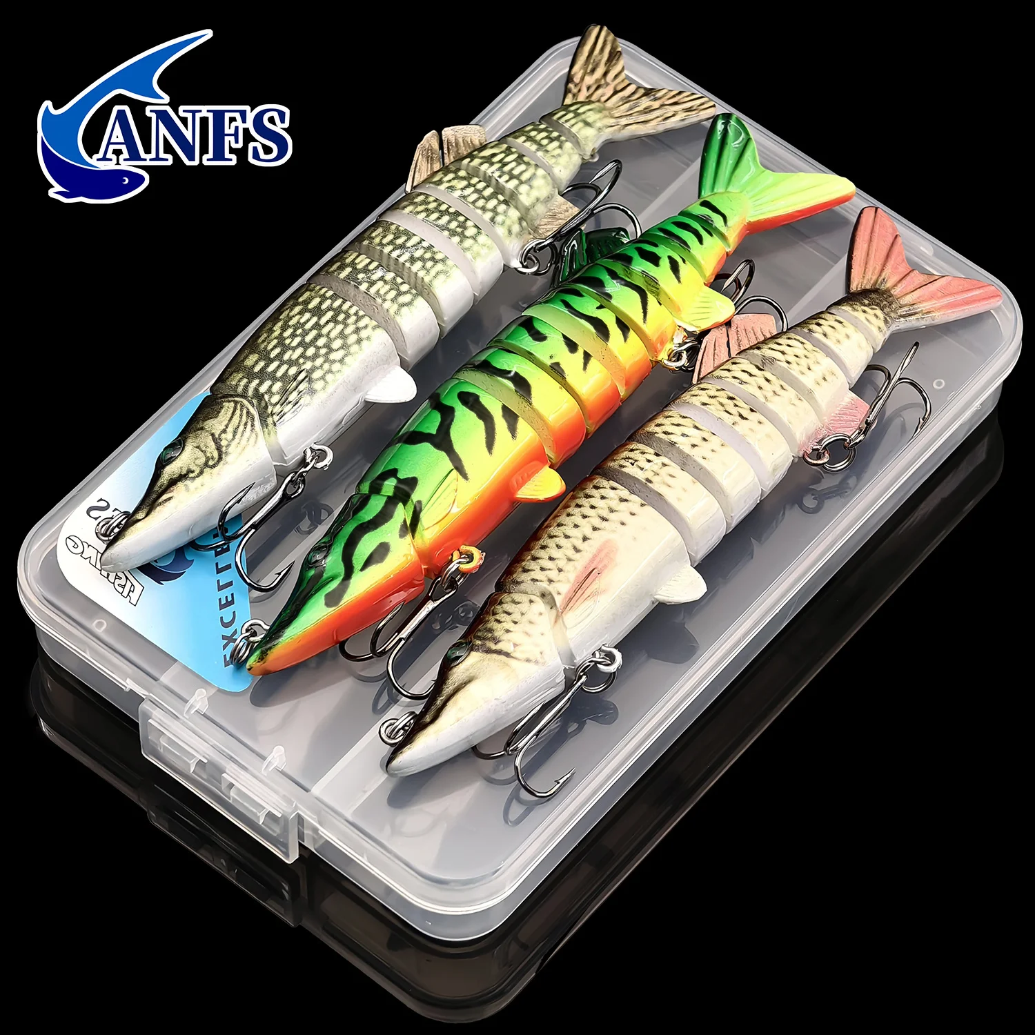 ANFS 1 ud./3 uds. Señuelos de pesca multiarticulados para lubina, trucha, perca, señuelo de pesca, señuelos de natación, agua dulce y salada - imagen 2