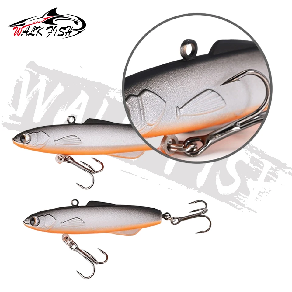 WALK FISH-señuelo de Pesca de invierno, 1 piezas, Shiriten Baguette, 18g, 28g, silicona, Vibs Ratlin, plantilla suave, Pesca en hielo, señuelo giratorio - imagen 4