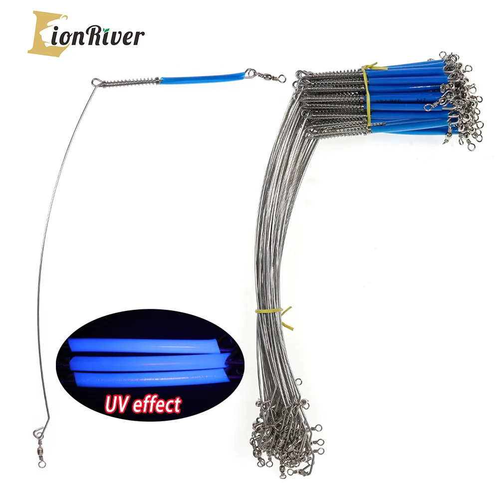 LIONRIVER-Brazo de alambre de acero para pesca en el océano, Conector de aparejos de pesca con resorte giratorio, ramas, barco de agua salada