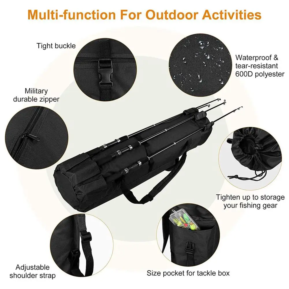 Bolsa de almacenamiento para caña de pescar, organizador portátil de gran capacidad para exteriores, bolsa de viaje de tela Oxford - imagen 2